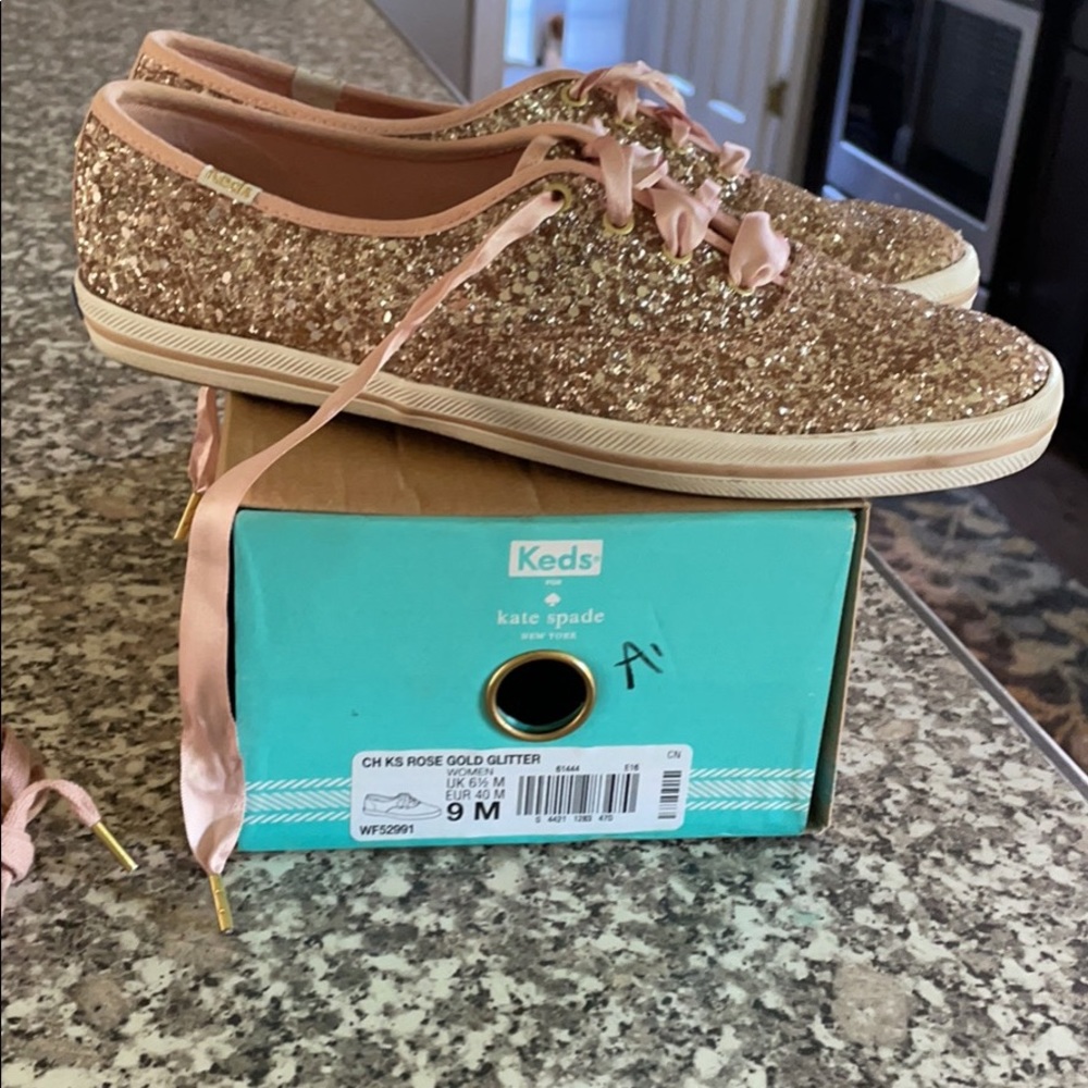 Kate Spade Rose Gold Glitter Keds
